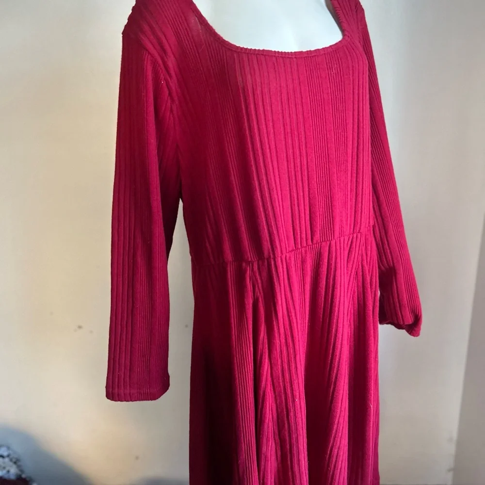 curvzy women knit flare plus size 5xl new Elegant Dress rose pink